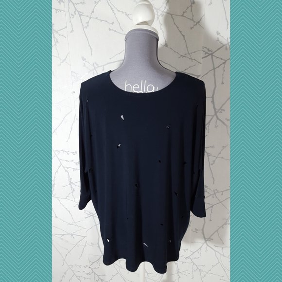 Sympli Navy Cutout Dolman Sleeve Top - Picture 5 of 7
